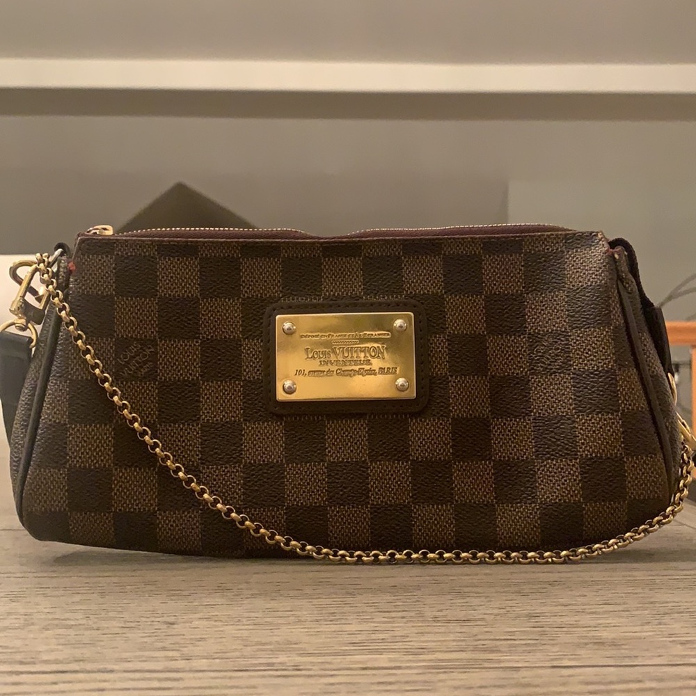 LOUIS VUITTON Eva Damier Ebene Brown Canvas Cross Body Bag